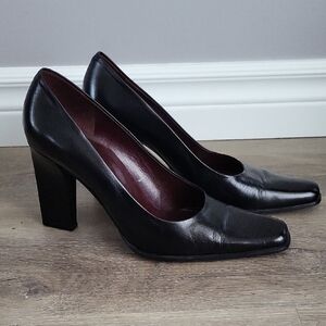 Browns Black Leather Heels